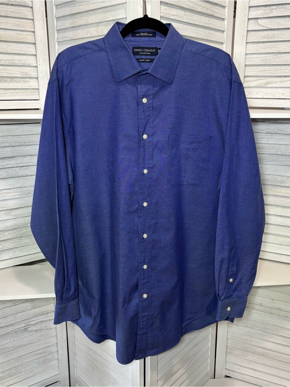 Daniel Cremieux Collection Henry Blue Micro Pattern Long Sleeve Dress Shirt 16.5